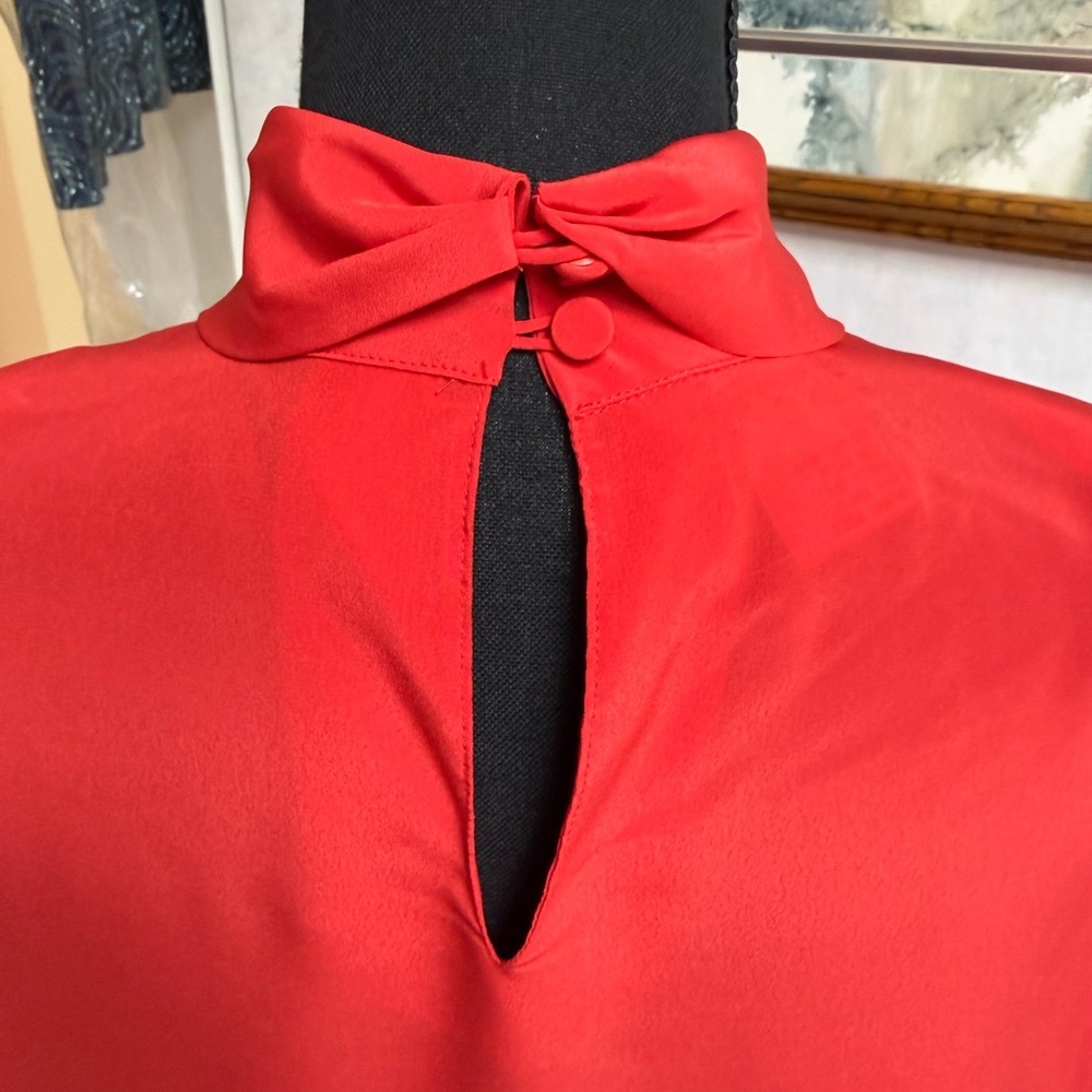Michelle Stuart Vibrant Red Pleated Blouse - Picture 3 of 10